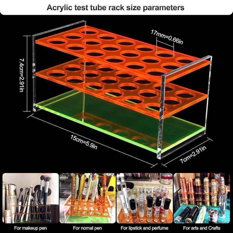 LabEdit Colorful Acrylic Test Tube Holder Rack with 17mm Wells for Test Tube Make up pens etc(Colorful, 17mm) - Image 3